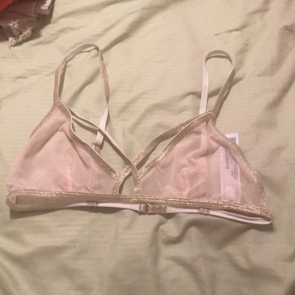 Forever 21 pale pink mesh bralette with gold trim!